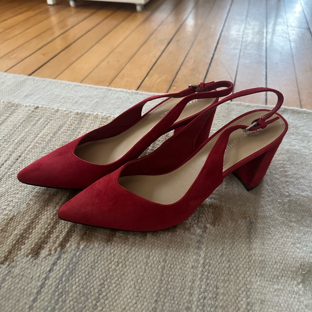 Marc fisher suede Elegant Red Slingback Heels